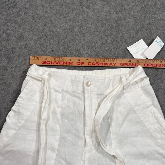 NWT Cynthia Rowley‎ White Linen Wide Leg Tie Waist Paperbag Pants Women's Size 8 - Picture 5 of 8